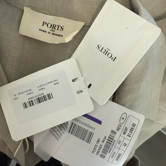 Ports 1961 Linen Blend Button Front Asymmetrical Dress Size 42 - Picture 6 of 13